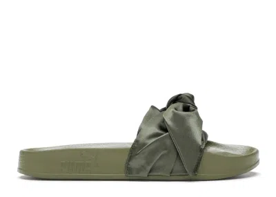 Pre-owned Puma Bow Slide Rihanna Fenty Olive (women's) Sneakers In Olive Branch/ Silver
