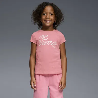 Puma Bow Society Big Kids' Cotton Jersey T-shirt In Pink