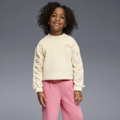 Puma Bow Society Big Kids' Fleece Crewneck Sweatshirt In White