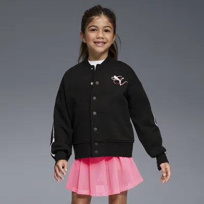 Puma Bow Society Big Kids' Fleece Track Jacket In Black