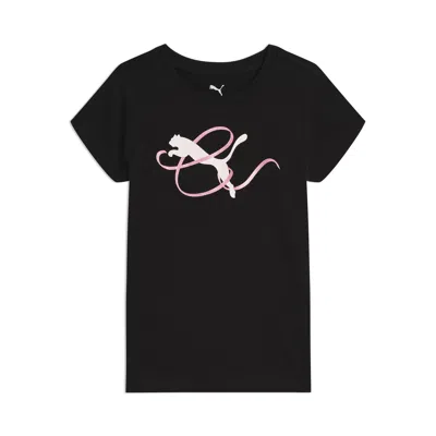 Puma Bow Society Little Kids' Cotton Jersey T-shirt In Black