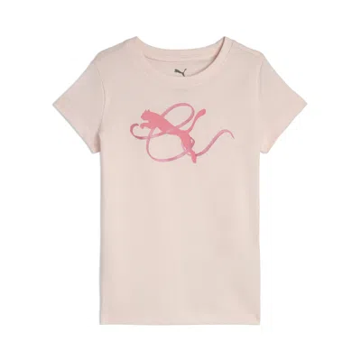 Puma Bow Society Little Kids' Cotton Jersey T-shirt In Pink