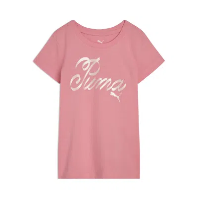 Puma Bow Society Little Kids' Cotton Jersey T-shirt In Pink