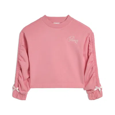 Puma Bow Society Little Kids' Fleece Crewneck Sweatshirt In Pink