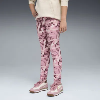 Puma Kids' Bowtique All-over Print Leggings Youth In Pink