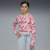 Puma Bowtique Aop Longsleeve T-shirt Youth In Pink