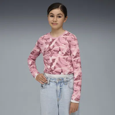 Puma Kids' Bowtique Aop Longsleeve T-shirt Youth In Pink