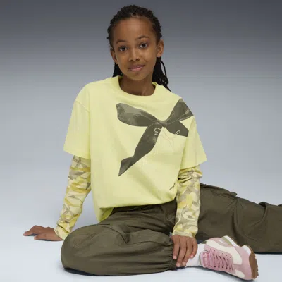 Puma Kids' Bowtique Relaxed Graphic T-shirt Youth In Yellow