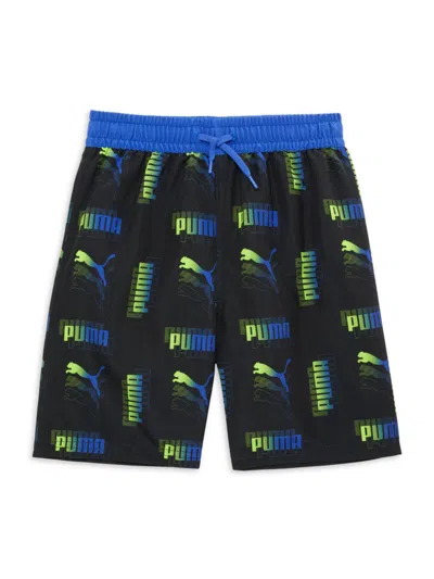 Puma Babies' Boy's Logo Print Swim Shorts In Black
