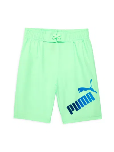 Puma Babies' Boy's Logo Swim Shorts In Neon Green