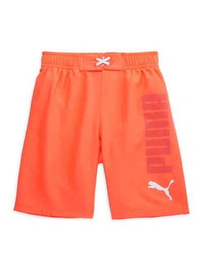 Puma Babies' Boy's Logo Swim Trunks In Bright Orange