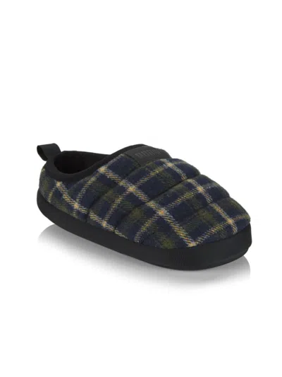 Puma Kids' Boy's Plaid Scuff Flannel Slippers In Multi