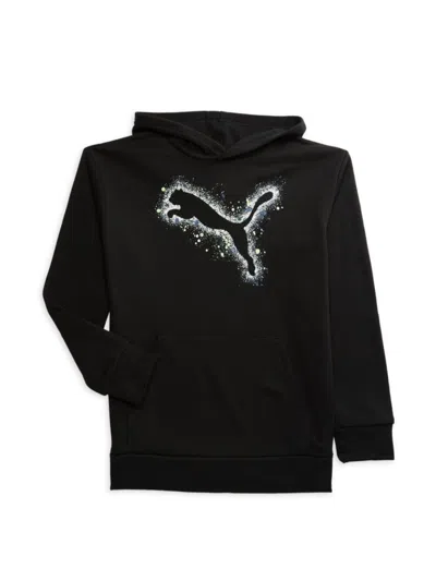 Puma Babies' Boy's Splatter Logo Fleece Hoodie In Black