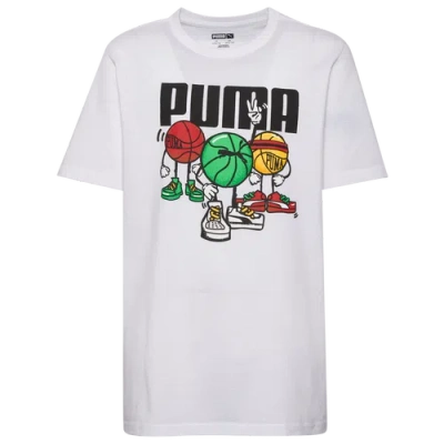 Puma Boys   Bball Group Graphic T-shirt In White/green