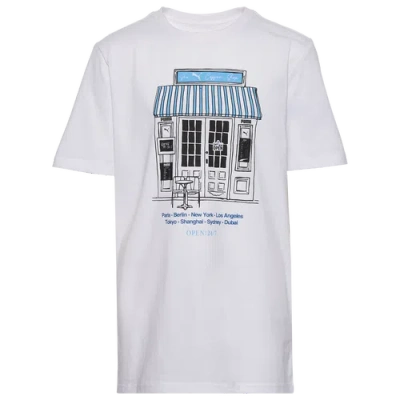 Puma Kids' Boys   Café Graphic T-shirt In White/blue