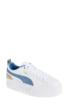Puma Mayze Leather Women's Sneakers In  White-blue Horizon