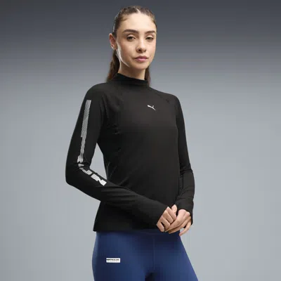 Puma Brightstride Cloudspun Ultra Soft Women's Long Sleeve Running T-shirt In Black