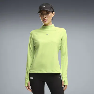 Puma Brightstride Cloudspun Ultra Soft Women's Long Sleeve Running T-shirt In Green