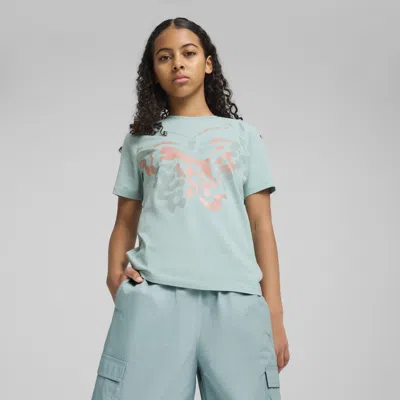 Puma Butterfly Vibe Big Kids' Logo T-shirt In Green