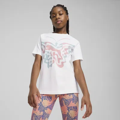 Puma Butterfly Vibe Big Kids' Logo T-shirt In White