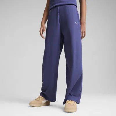 Puma Butterfly Vibe Big Kids' Ribbed Pants Shoes In Blue