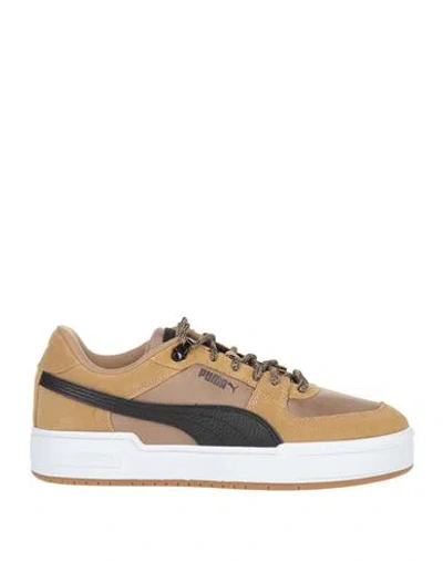Puma Ca Pro Trail Man Sneakers Camel Size 12 Soft Leather, Textile Fibers In Beige
