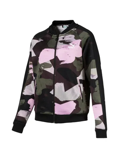 Puma Camouflage-print Full-zip Sweatshirt In Black