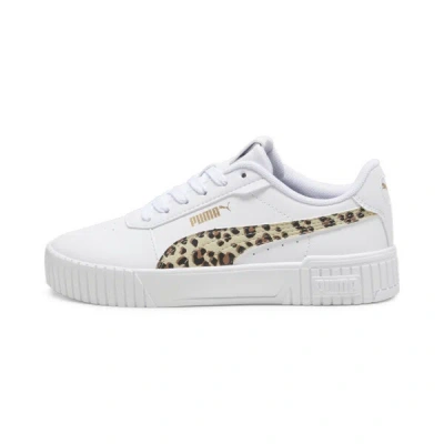 Puma Carina 2.0 Animal Big Kids' Sneakers In White-putty- Gold