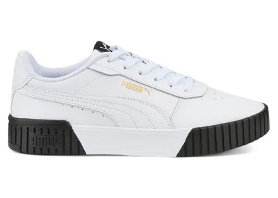 Pre-owned Puma Carina 2.0 Black (women's) Sneakers In White/team Gold In Multi