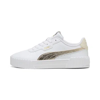 Puma Carina 3.0 Metallic Whisper Sneaker In White