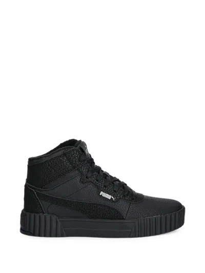Puma Carina 3.0 Mid Wtr Textured-finish High-top Sneakers In Black