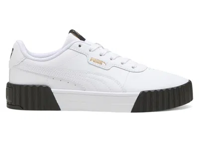 Pre-owned Puma Carina 3.0 White Gold Black (women's) Sneakers In  White/ Gold/ Black
