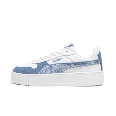 Puma Carina Street Denim Women's Shoes In White-blue Horizon