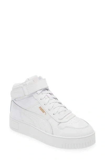 Puma Carina Street Mid-top Sneaker In  White- Whit
