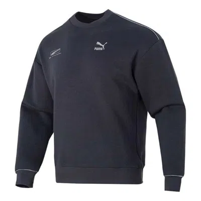 Puma Casual Logo Printed Sweater 'navy' In Blue