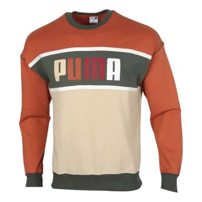Puma Casual Round Neck Colorblock Sports Gray Green Brown Colorblock In Neutral