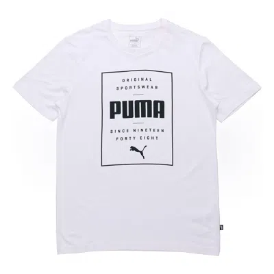 Puma Casual Sports Alphabet Printing Round Neck Breathable Short Sleeve White