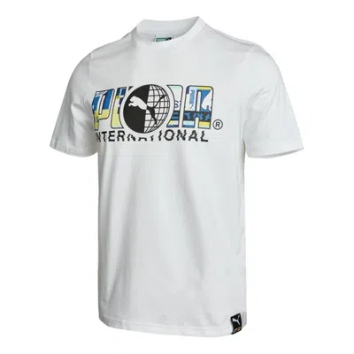 Puma Casual Sports Printing Round Neck Short Sleeve White