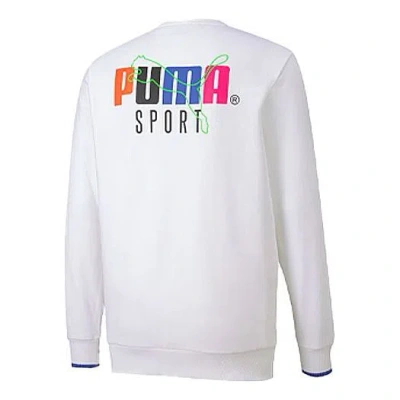 Puma Casual Sports Running Round Neck Pullover Long Sleeves White