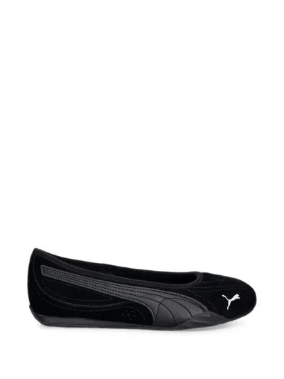 Puma Catch Soleil Logo-embroidered Ballet Flats In Black