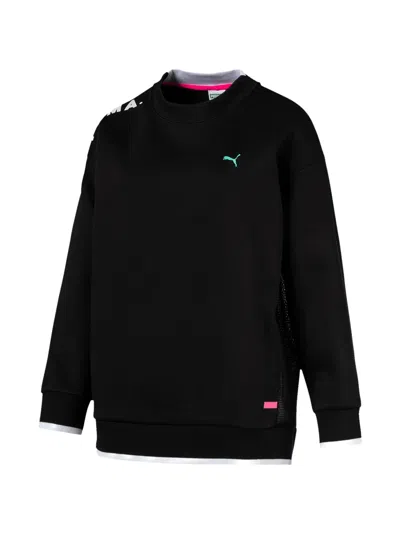 Puma Chase Crew Mesh-panel Sweatshirt In Black