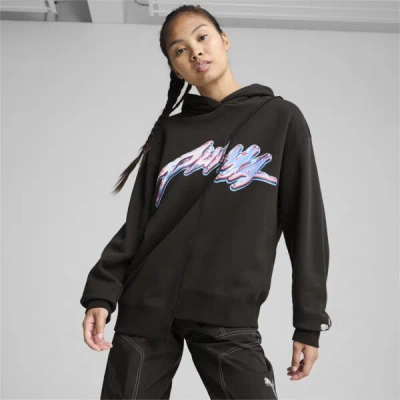 Puma Cherry On Top Women's Graphic Basketball Hoodie In Black