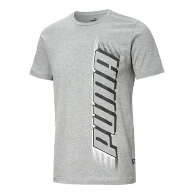 Puma Chest Large Logo Printed Short Sleeve T-shirt 'grey' In White