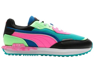 Pre-owned Puma City Rider Marble (women's) Sneakers In Viridian Green/ Black/luminous Pink In Multi