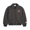 Puma Class Pack Big Kids' Faux Wool Varsity Jacket In Gray
