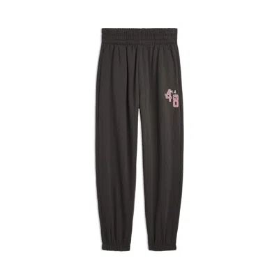 Puma Class Pack Big Kids' High Waist Fleece Joggers Pant In Gray