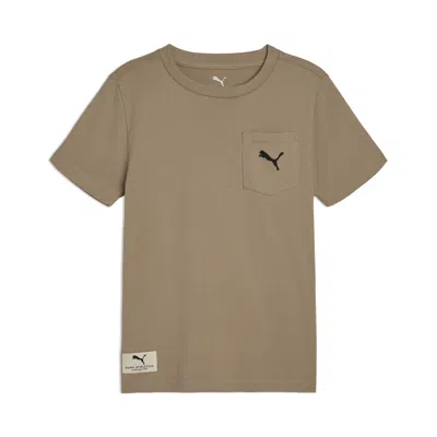 Puma Class Pack Big Kids' Pocket T-shirt In Brown