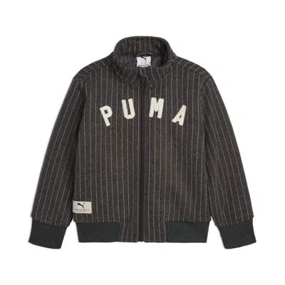 Puma Class Pack Little Kids' Faux Wool Track Jacket In Brown