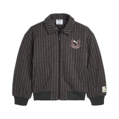 Puma Class Pack Little Kids' Faux Wool Varsity Jacket In Brown