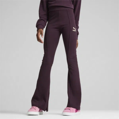 Puma Classics Big Kids' Flared Leggings In Midnight Plum